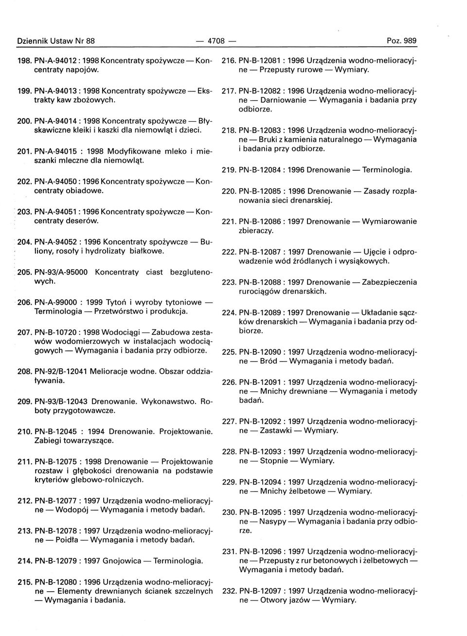 PN-A-94050 : 1996 Koncentraty spożywcze - Koncentraty obiadowe., 203. PN-A-94051 : 1996 Koncentraty spożywcze - Koncentraty deserów. 204.