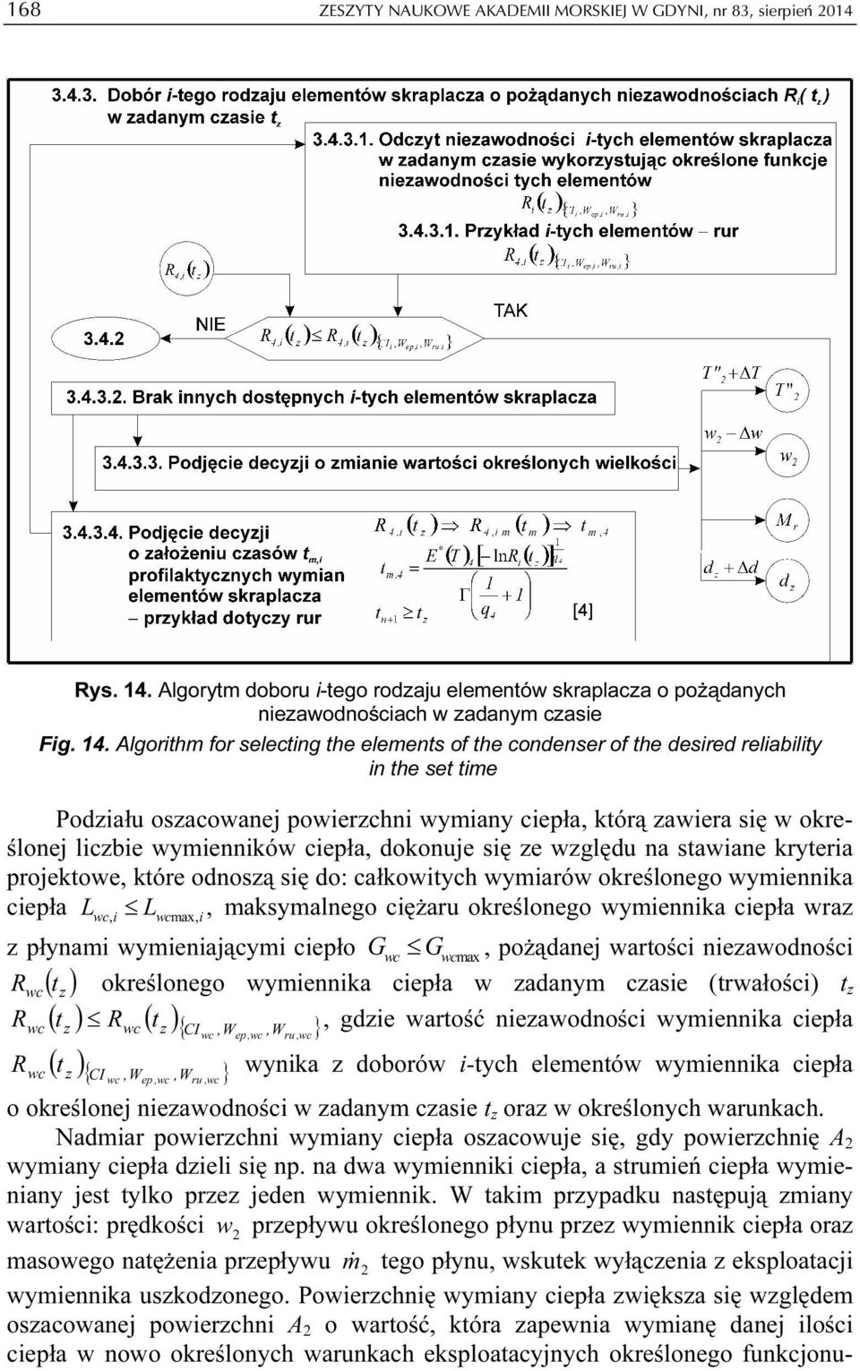 Algorthm for selectng the elements of the condenser of the desred relablty n the set tme Podzału oszacowanej powerzchn wymany cepła, którą zawera sę w określonej lczbe wymennków cepła, dokonuje sę ze