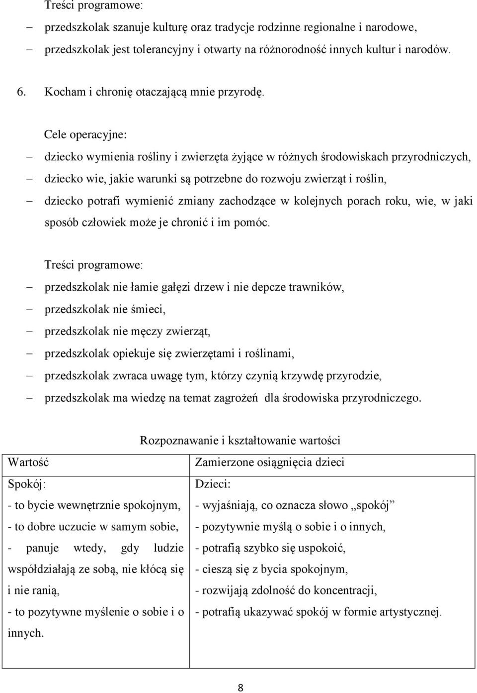 Cele operacyjne: dziecko wymienia rośliny i zwierzęta żyjące w różnych środowiskach przyrodniczych, dziecko wie, jakie warunki są potrzebne do rozwoju zwierząt i roślin, dziecko potrafi wymienić