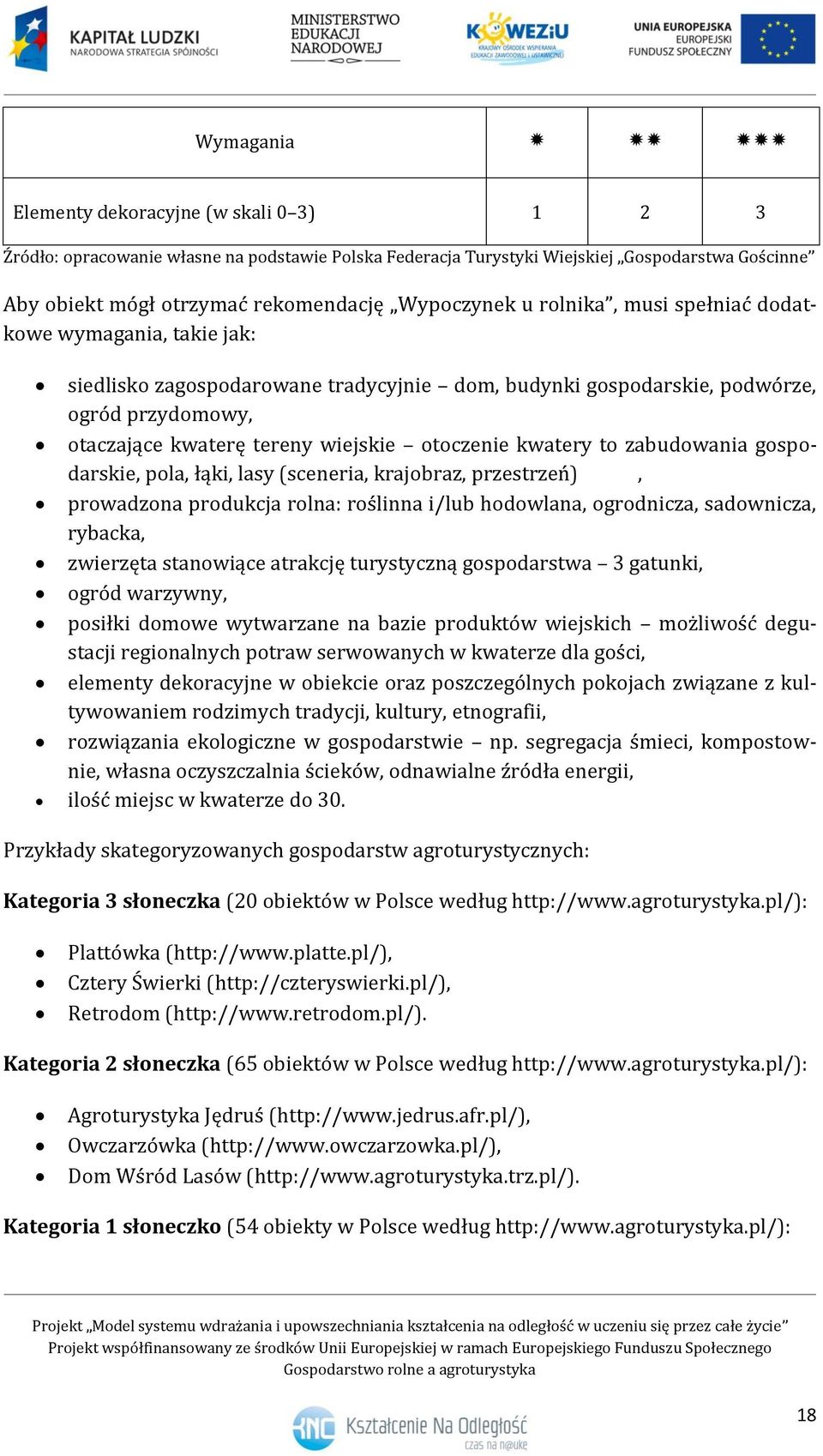 gspdarskie, pla, łąki, lasy (sceneria, krajbraz, przestrzeń), prwadzna prdukcja rlna: rślinna i/lub hdwlana, grdnicza, sadwnicza, rybacka, zwierzęta stanwiące atrakcję turystyczną gspdarstwa 3