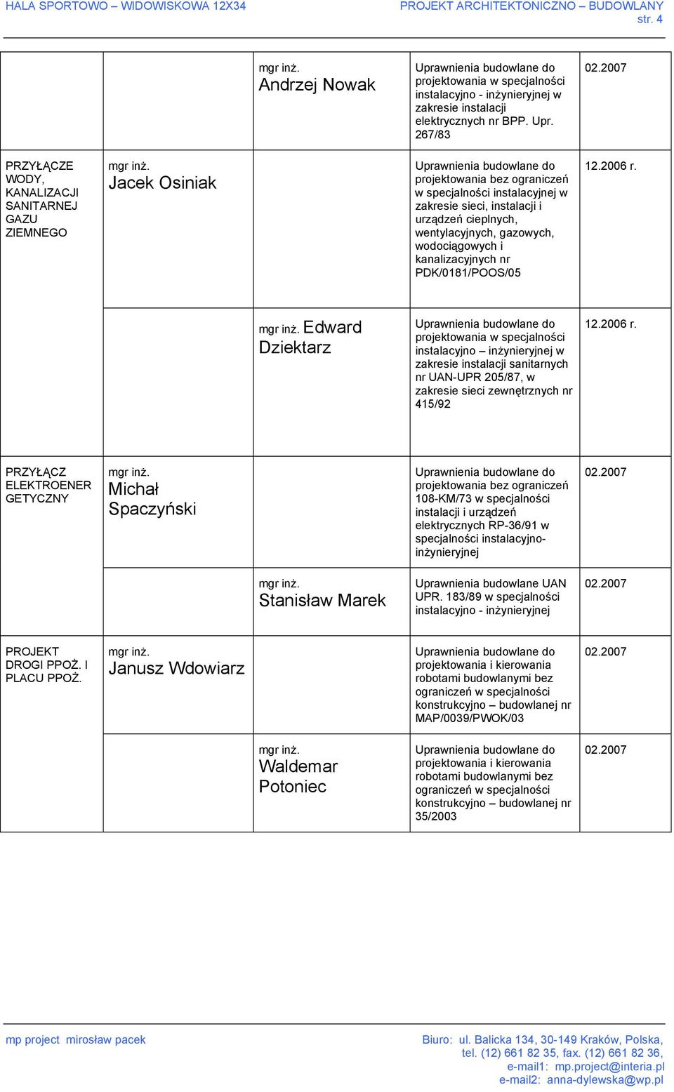 kanalizacyjnych nr PDK/0181/POOS/05 12.2006 r.