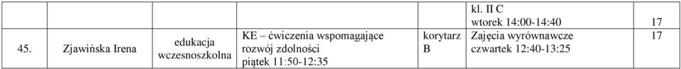 11:50-12:35 korytarz B kl.