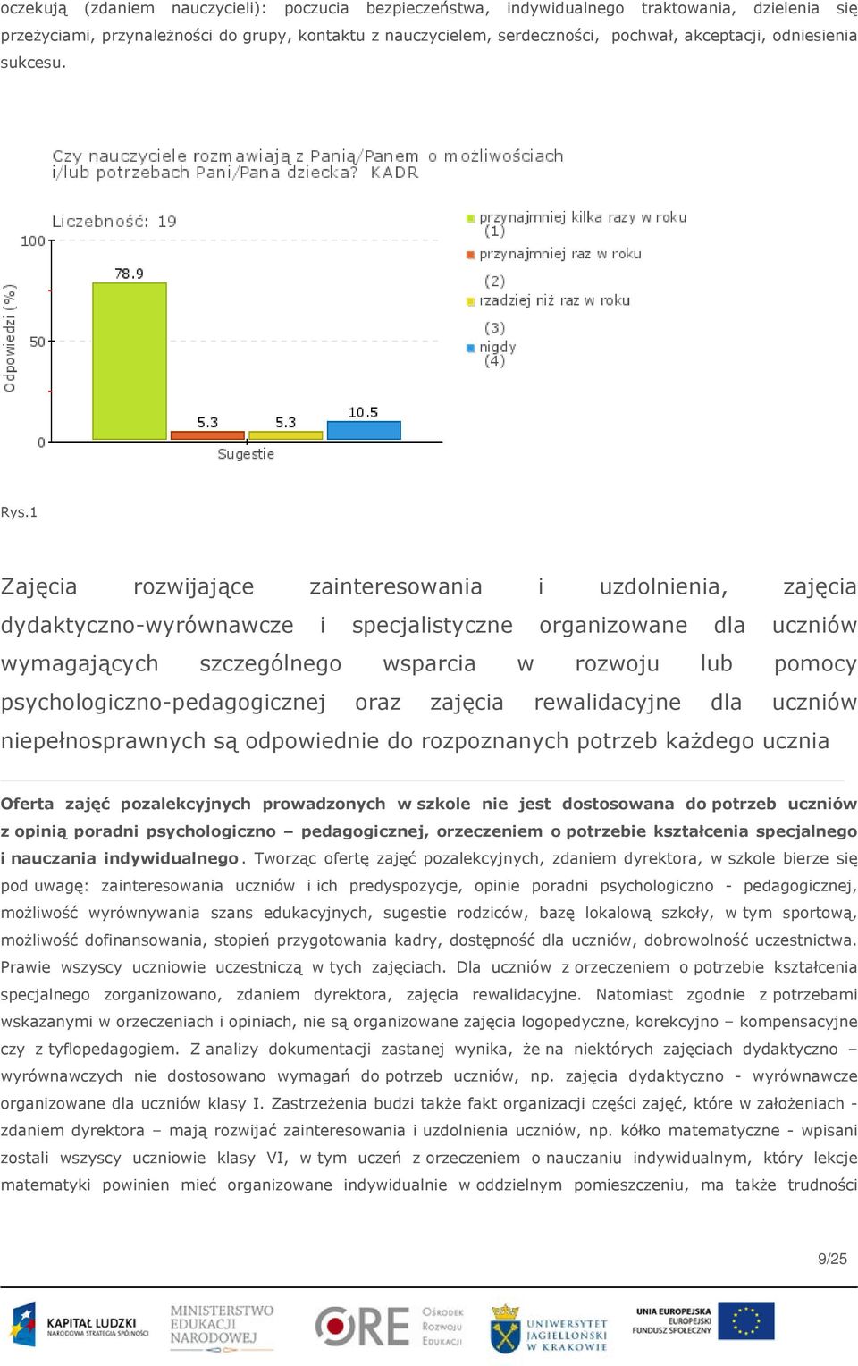 1 Zajęcia rozwijające zainteresowania i uzdolnienia, zajęcia dydaktyczno-wyrównawcze i specjalistyczne organizowane dla uczniów wymagających szczególnego wsparcia w rozwoju lub pomocy