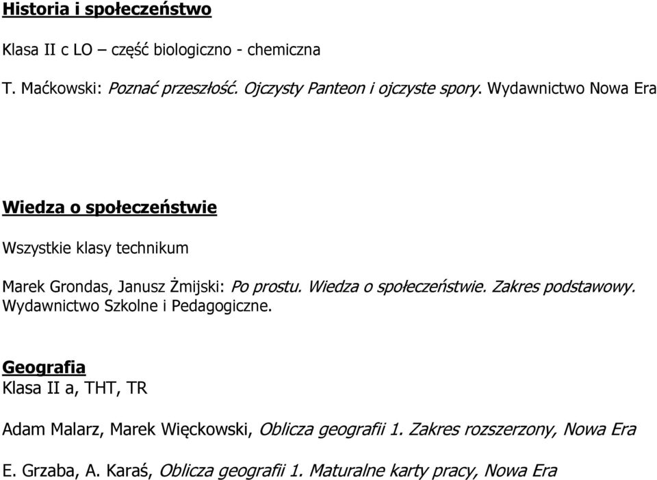 Wydawnictwo Nowa Era Wiedza o społeczeństwie Wszystkie klasy technikum Marek Grondas, Janusz Żmijski: Po prostu.