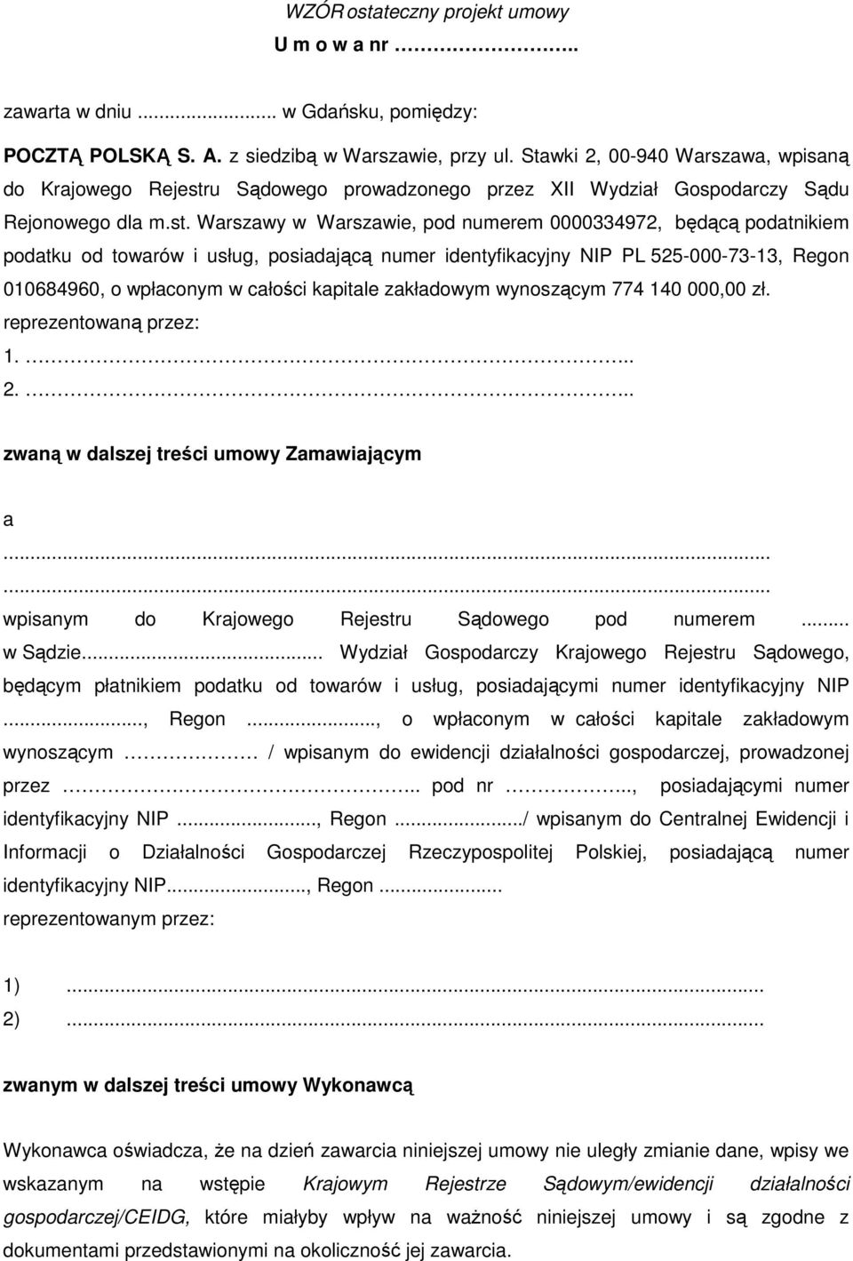 u Sądowego prowadzonego przez XII Wydział Gospodarczy Sądu Rejonowego dla m.st.