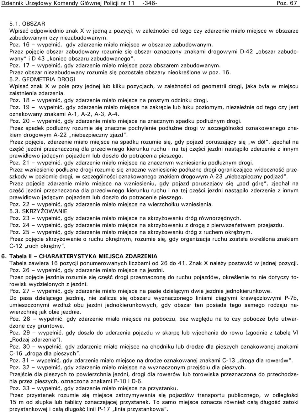 Przez pojęcie obszar zabudowany rozumie się obszar oznaczony znakami drogowymi D-42 obszar zabudowany i D-43 koniec obszaru zabudowanego. Poz.