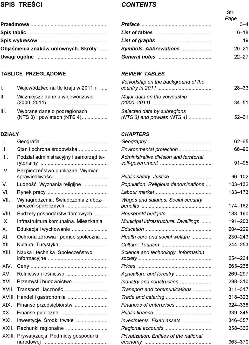 Wybrane dane o podregionach (NTS 3) i powiatach (NTS 4)... REVIEW TABLES Voivodship on the background of the country in 2011... 28 33 Major data on the voivodship (2000 2011).