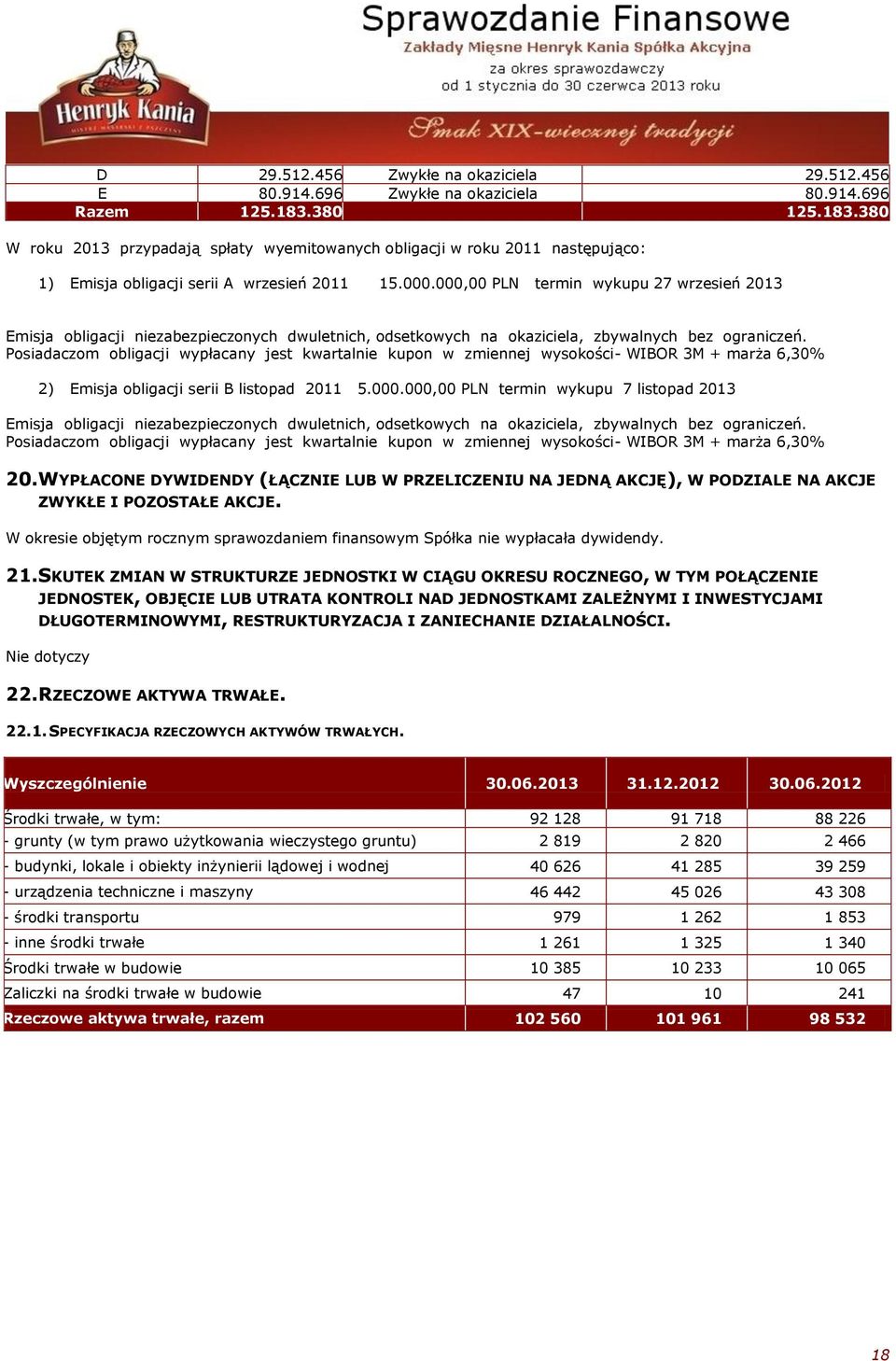 000,00 PLN termin wykupu 27 wrzesień 2013 Emisja obligacji niezabezpieczonych dwuletnich, odsetkowych na okaziciela, zbywalnych bez ograniczeń.