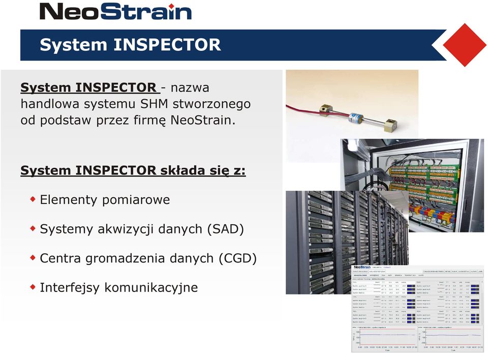 System INSPECTOR składa się z: Elementy pomiarowe Systemy