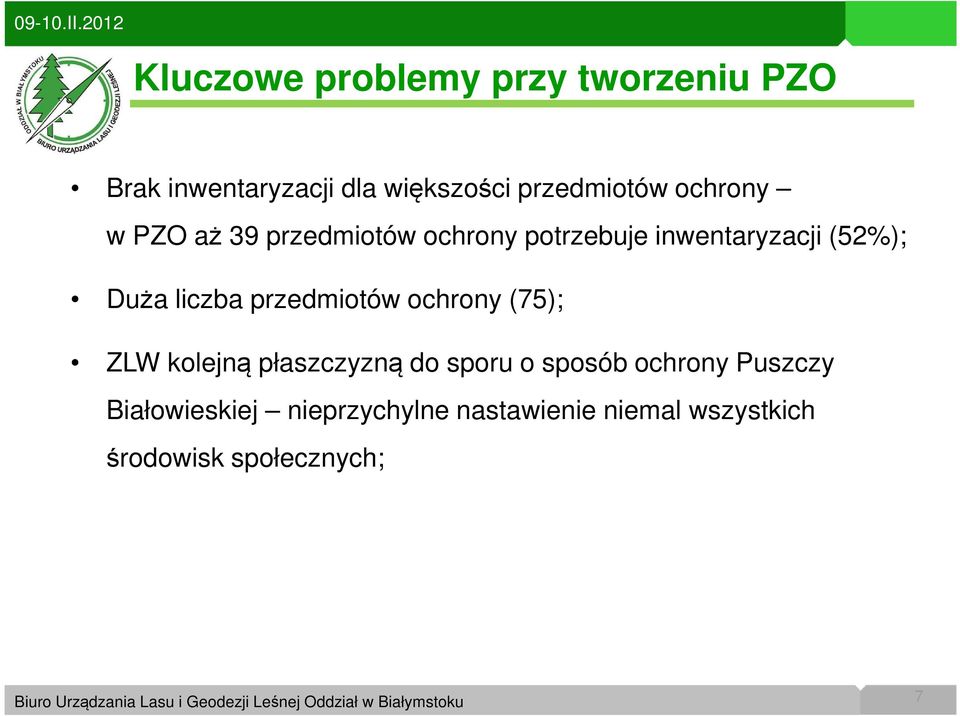 liczba przedmiotów ochrony (75); ZLW kolejną płaszczyzną do sporu o sposób ochrony