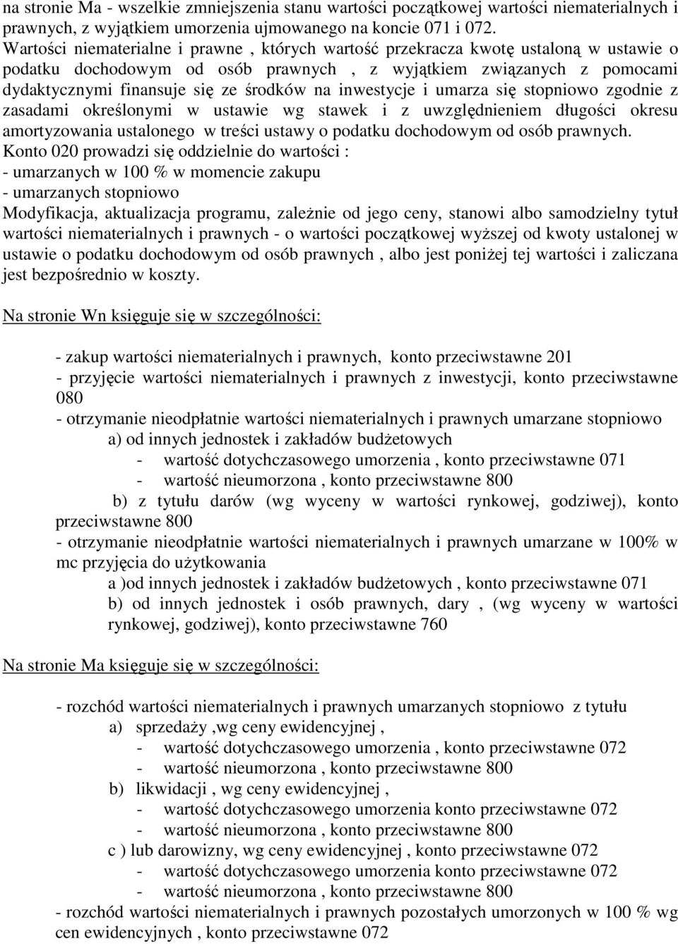 inwestycje i umarza się stopniowo zgodnie z zasadami określonymi w ustawie wg stawek i z uwzględnieniem długości okresu amortyzowania ustalonego w treści ustawy o podatku dochodowym od osób prawnych.