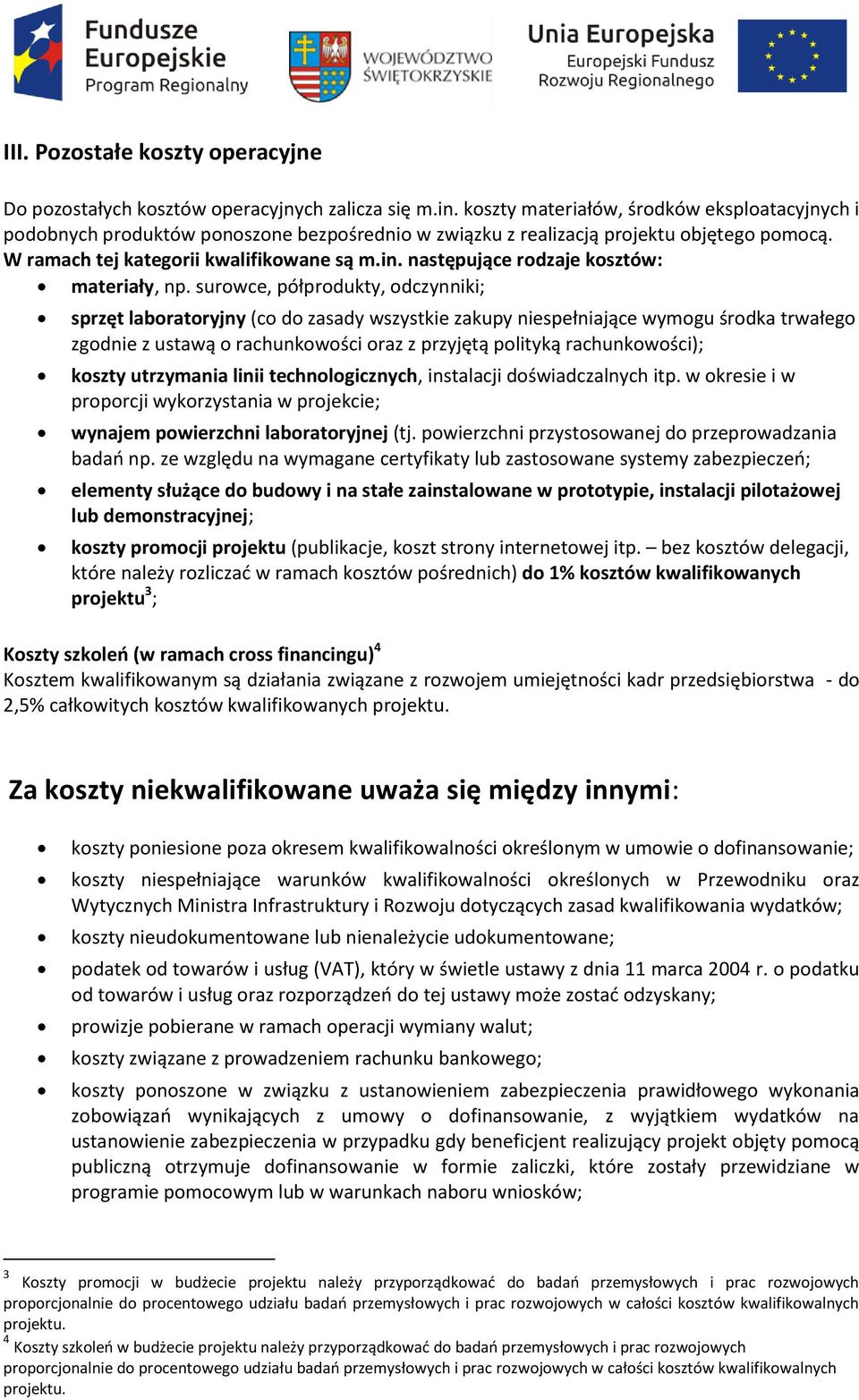 następujące rodzaje kosztów: materiały, np.