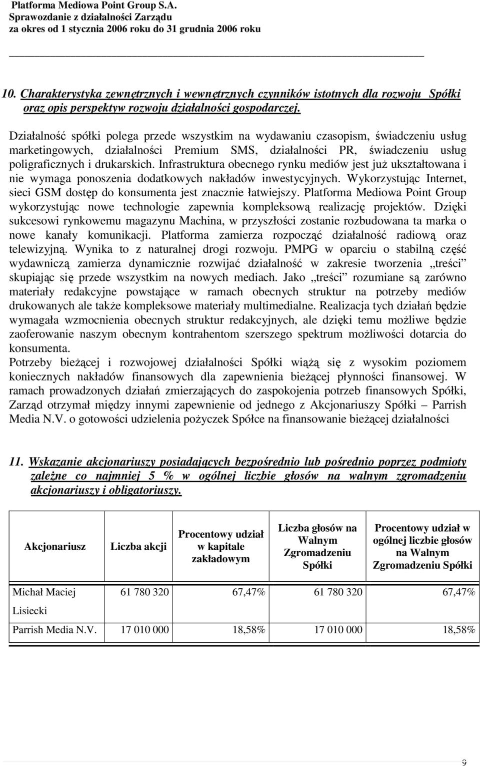 Infrastruktura obecnego rynku mediów jest już ukształtowana i nie wymaga ponoszenia dodatkowych nakładów inwestycyjnych.