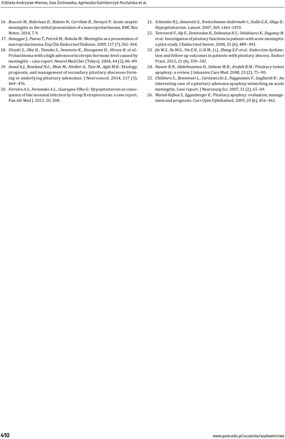 : Meningitis as a presentation of macroprolactinoma. Exp Clin Endocrinol Diabetes. 2009, 117 (7), 361 364. 18. Utsuki S., Oka H., Tanaka S., Iwamoto K., Hasegawa H., Hirose R. et al.