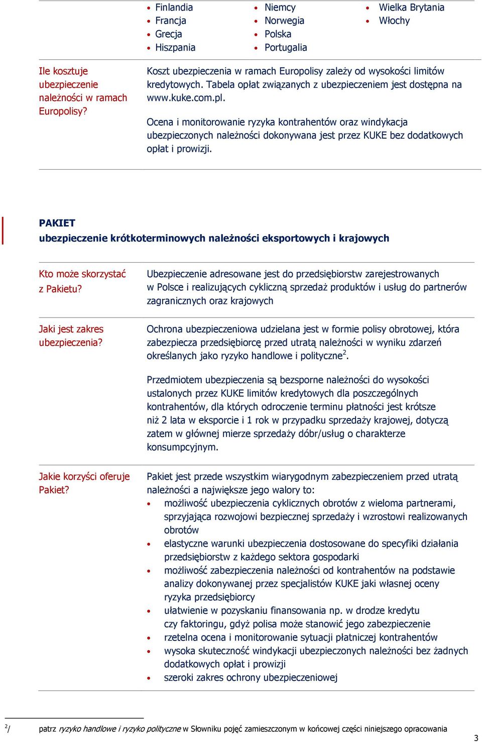 Ocena i monitorowanie ryzyka kontrahentów oraz windykacja ubezpieczonych należności dokonywana jest przez KUKE bez dodatkowych opłat i prowizji.