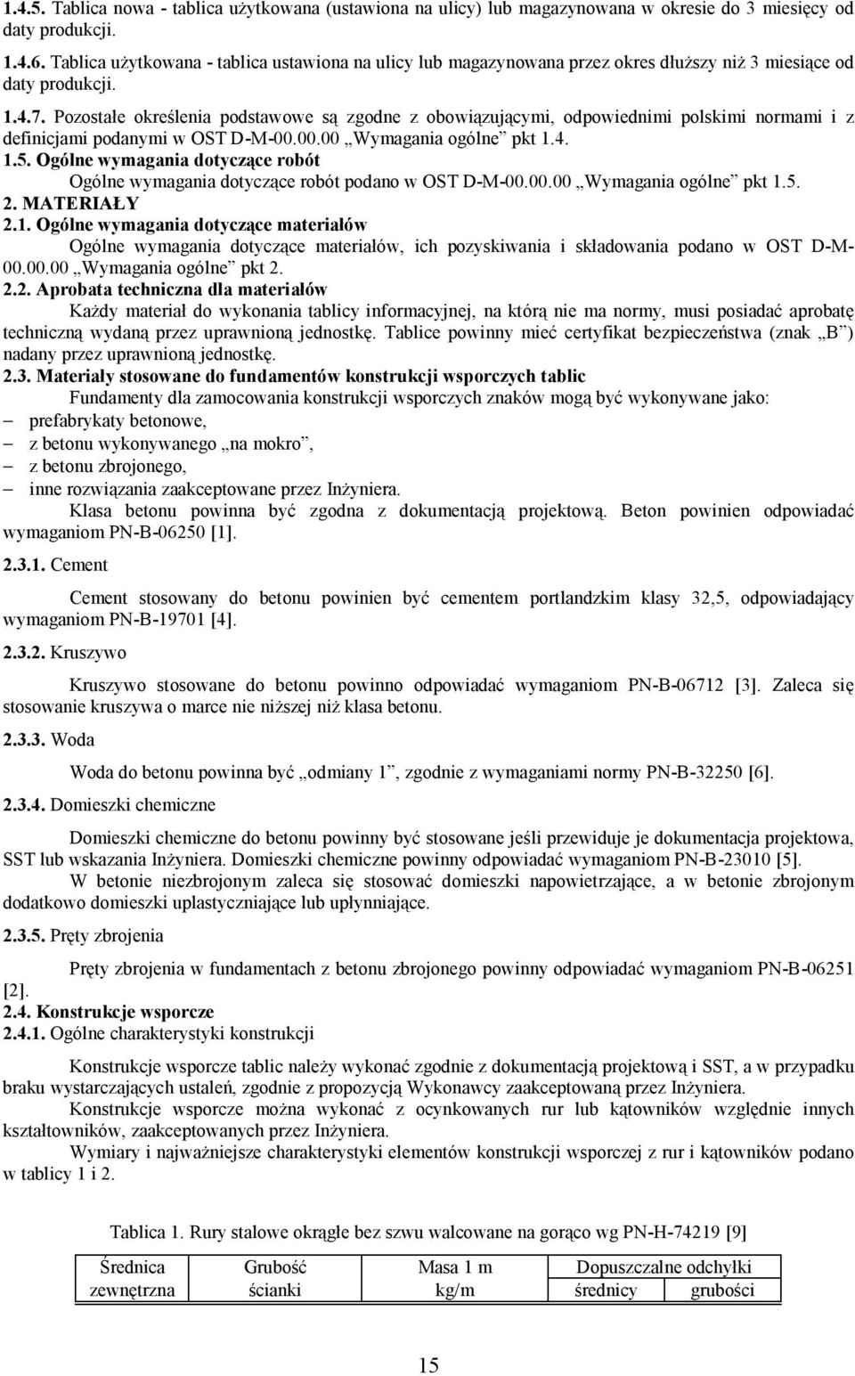 Pozostałe określenia podstawowe są zgodne z obowiązującymi, odpowiednimi polskimi normami i z definicjami podanymi w OST D-M-00.00.00 Wymagania ogólne pkt 1.4. 1.5.