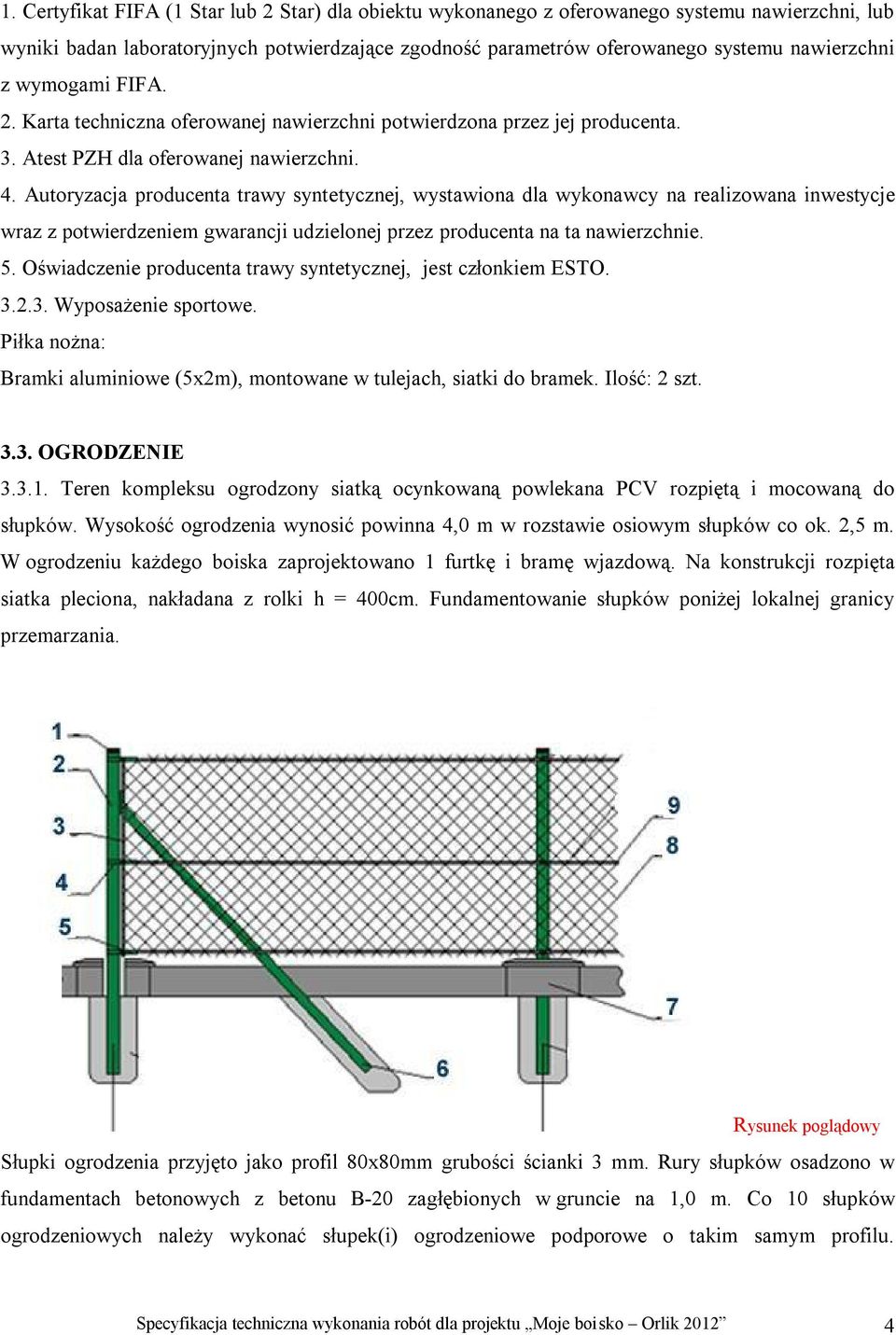 Autoryzacja producenta trawy syntetycznej, wystawiona dla wykonawcy na realizowana inwestycje wraz z potwierdzeniem gwarancji udzielonej przez producenta na ta nawierzchnie. 5.