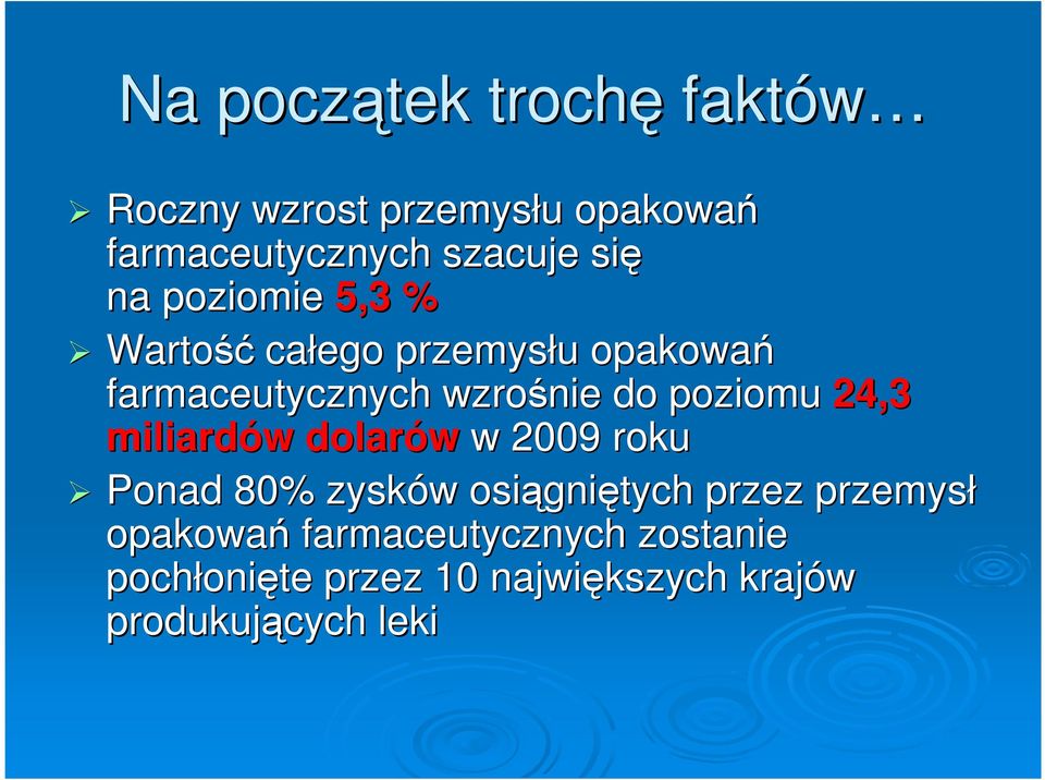 24,3 miliardów w dolarów w 2009 roku Ponad 80% zysków w osiągni gniętych przez przemysł