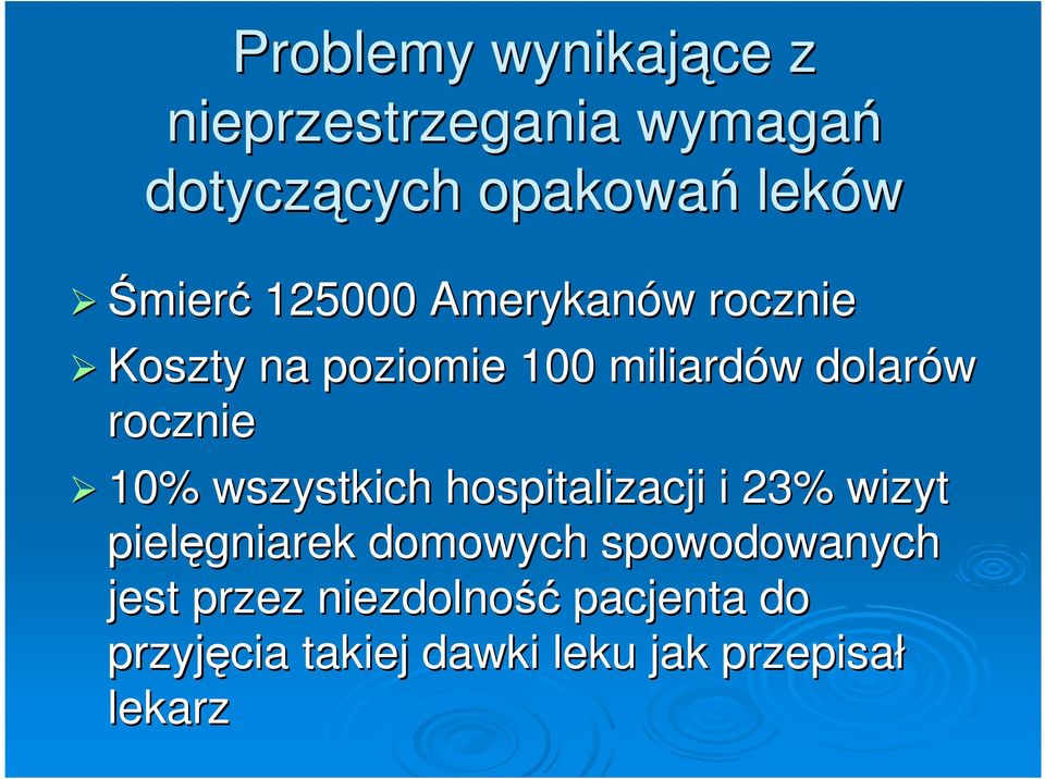 rocznie 10% wszystkich hospitalizacji i 23% wizyt pielęgniarek domowych