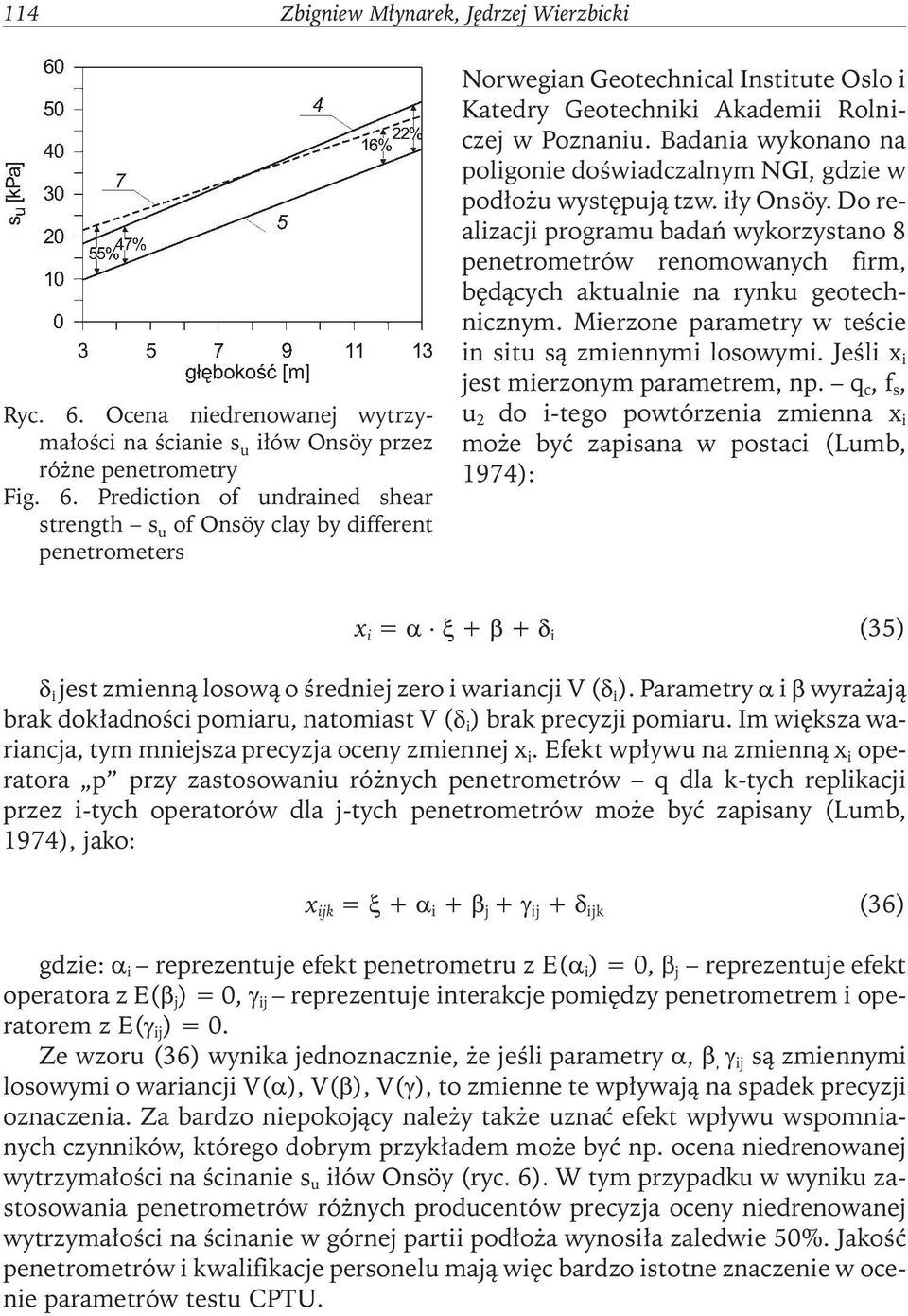 Prediction of undrained shear strength s u of Onsöy clay by different penetrometers Norwegian Geotechnical Institute Oslo i Katedry Geotechniki Akademii Rolniczej w Poznaniu.