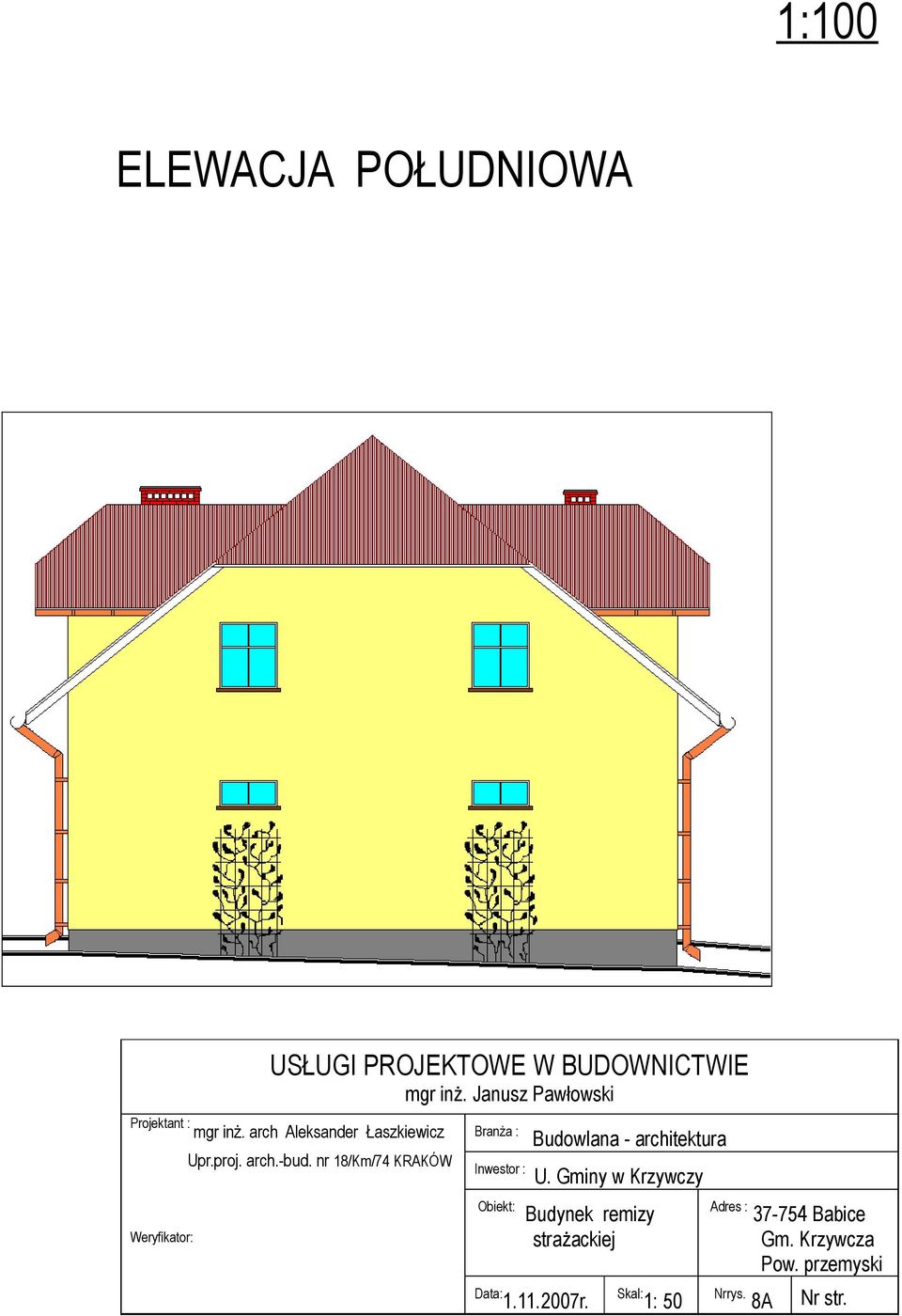 nr 18/Km/74 KRAKÓW Budowlana architektura Inwestor : U.