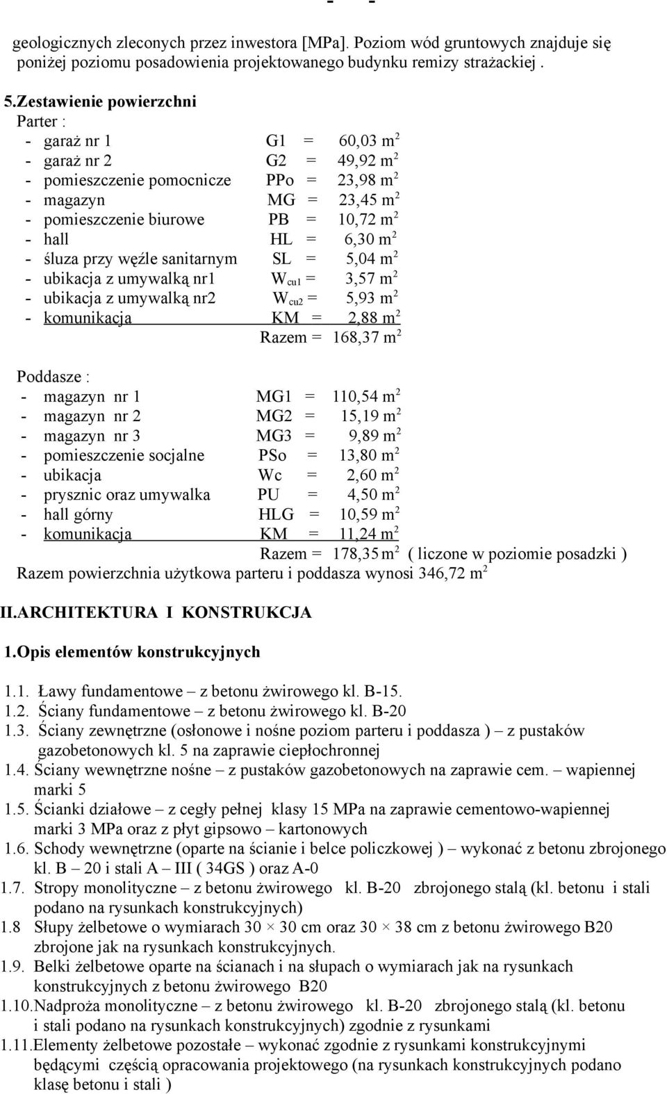 komunikacja G1 = G2 = PPo = MG = PB = HL = SL = Wcu1 = Wcu2 = KM = Razem = 60,03 m2 49,92 m2 23,98 m2 23,45 m2 10,72 m2 6,30 m2 5,04 m2 3,57 m2 5,93 m2 2,88 m2 168,37 m2 Poddasze : magazyn nr 1