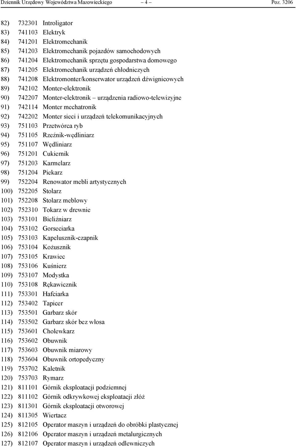 Elektromechanik urządzeń chłodniczych 88) 741208 Elektromonter/konserwator urządzeń dźwignicowych 89) 742102 Monter-elektronik 90) 742207 Monter-elektronik urządzenia radiowo-telewizyjne 91) 742114