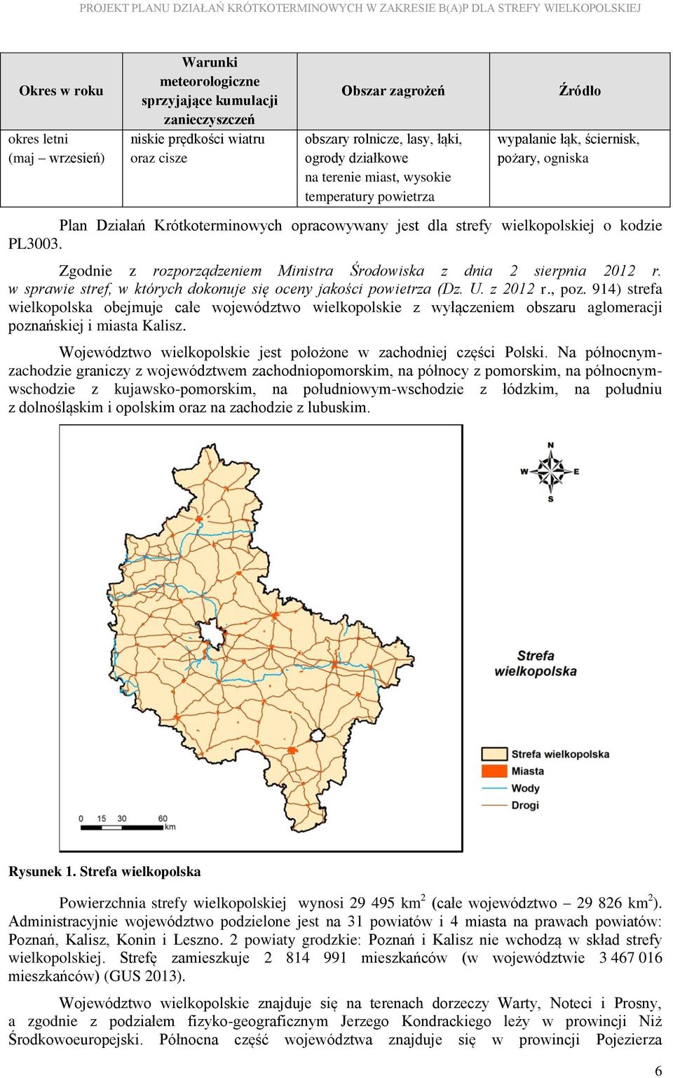 Zgodnie z rozporządzeniem Ministra Środowiska z dnia 2 sierpnia 2012 r. w sprawie stref, w których dokonuje się oceny jakości powietrza (Dz. U. z 2012 r., poz.