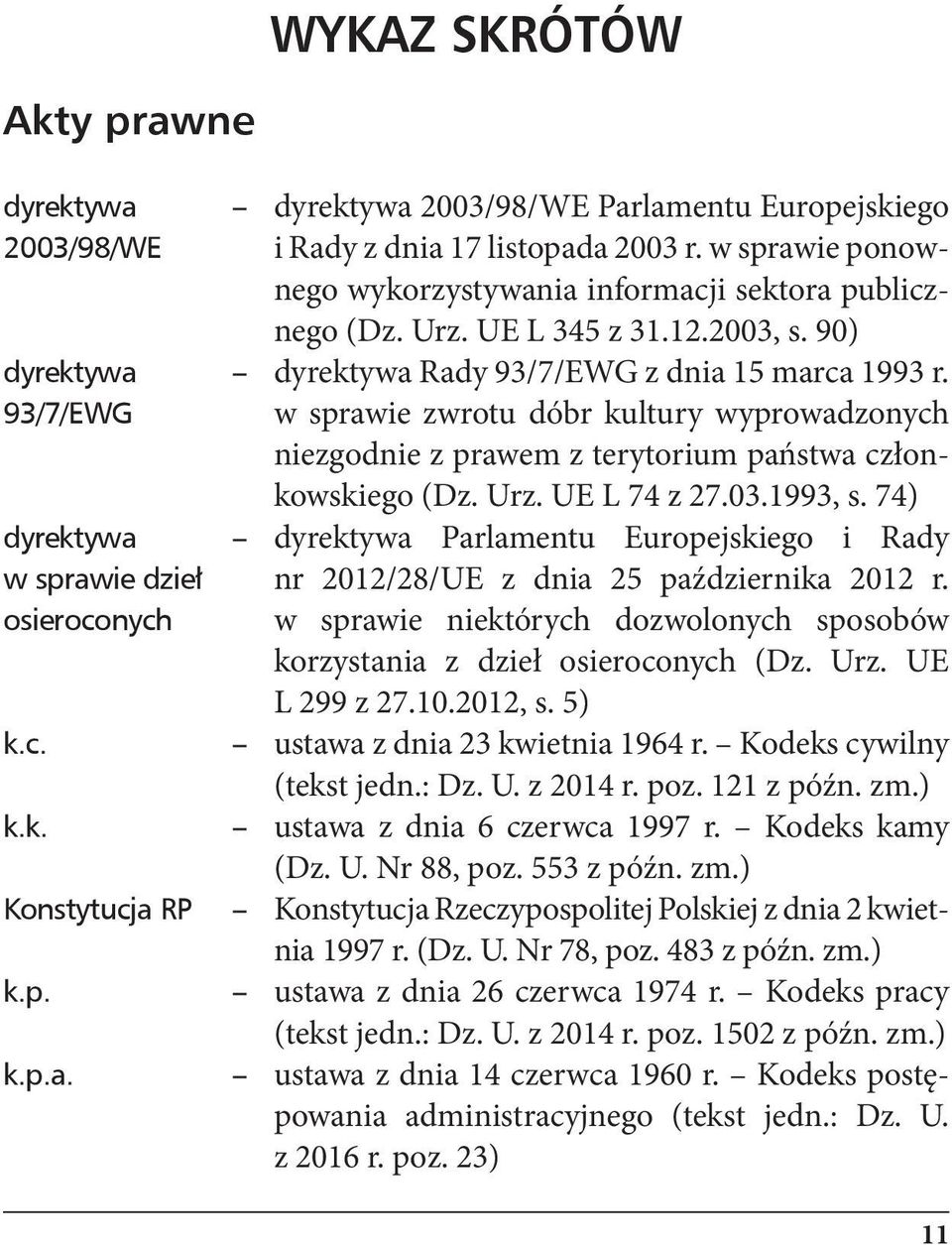 93/7/EWG w sprawie zwrotu dóbr kultury wyprowadzonych niezgodnie z prawem z terytorium państwa członkowskiego (Dz. Urz. UE L 74 z 27.03.1993, s.