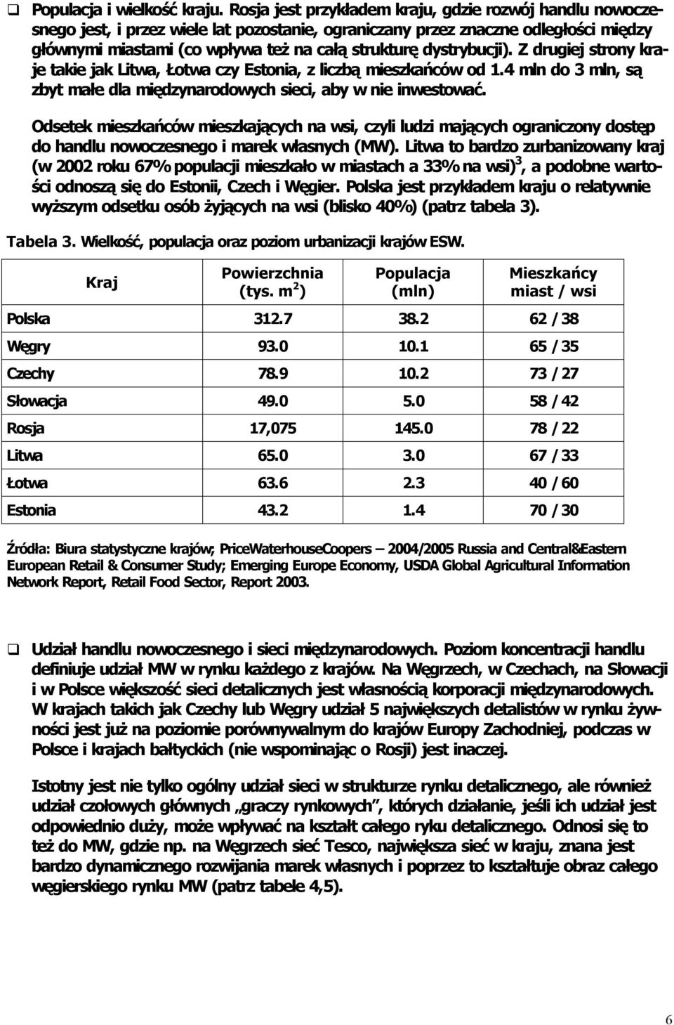 dystrybucji). Z drugiej strony kraje takie jak Litwa, Łotwa czy Estonia, z liczbą mieszkańców od 1.4 mln do 3 mln, są zbyt małe dla międzynarodowych sieci, aby w nie inwestować.