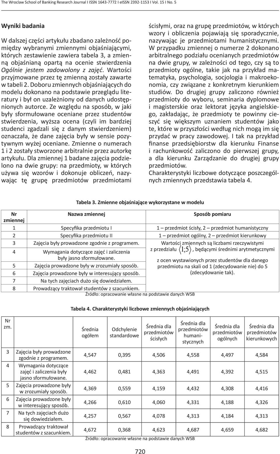 zaęć. Wartośc przymowane przez tę zmenną zostały zawarte w tabel 2. Doboru zmennych obaśnaących do modelu dokonano na podstawe przeglądu lteratury był on uzależnony od danych udostępnonych autorce.