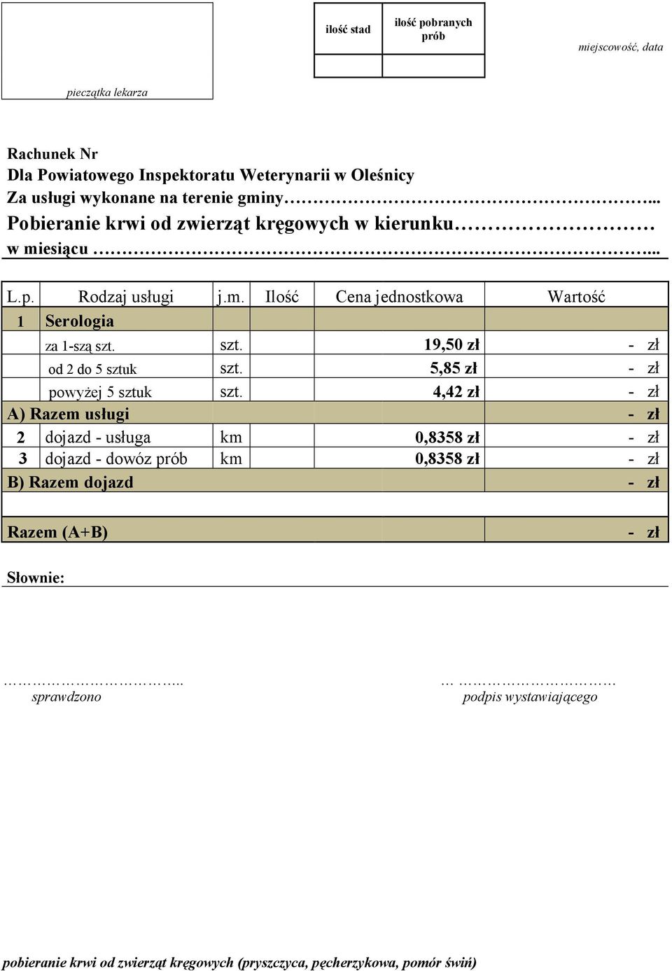 szt. 19,50 zł od 2 do 5 sztuk szt. 5,85 zł powyŝej 5 sztuk szt.