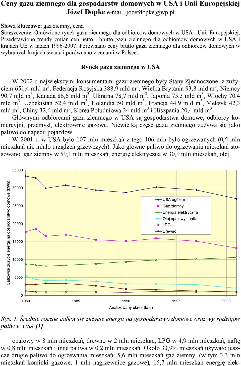 Porównano ceny brutto gazu ziemnego dla odbiorców domowych w wybranych krajach świata i porównano z cenami w Polsce. Rynek gazu ziemnego w USA W 22 r.