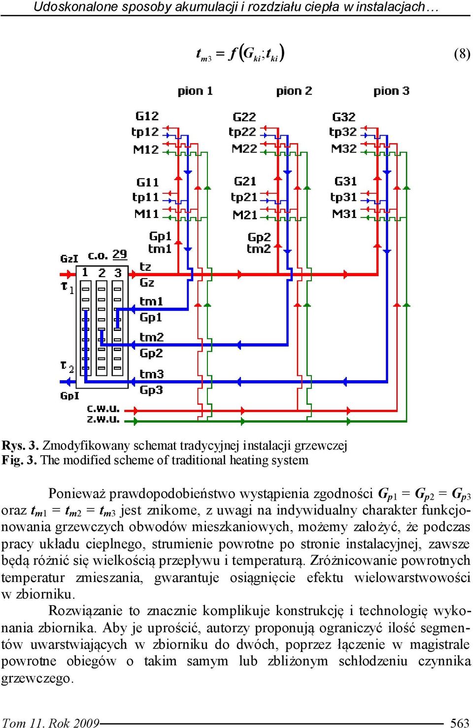 The modified scheme of traditional heating system Ponieważ prawdopodobieństwo wystąpienia zgodności G p1 = G p2 = G p3 oraz t m1 = t m2 = t m3 jest zniome, z uwagi na indywidualny charater