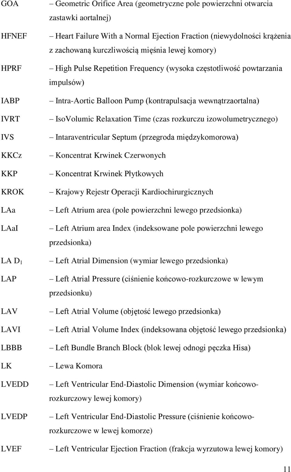 Pump (kontrapulsacja wewnątrzaortalna) IsoVolumic Relaxation Time (czas rozkurczu izowolumetrycznego) Intaraventricular Septum (przegroda międzykomorowa) Koncentrat Krwinek Czerwonych Koncentrat