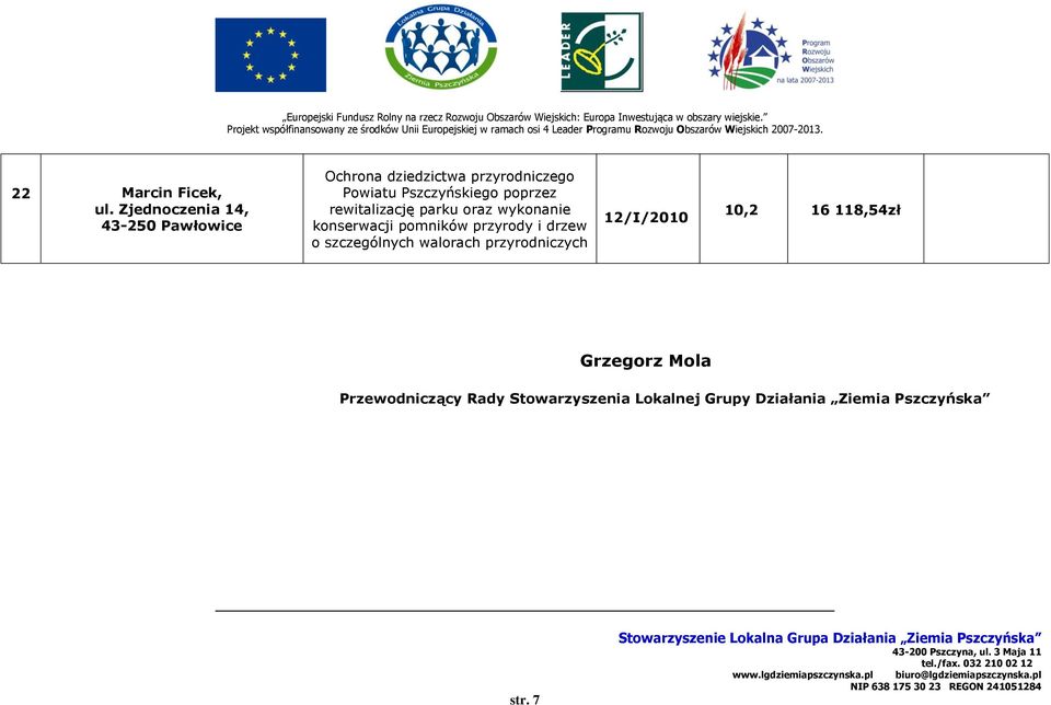 Pszczyńskiego poprzez rewitalizację parku oraz wykonanie konserwacji pomników przyrody i
