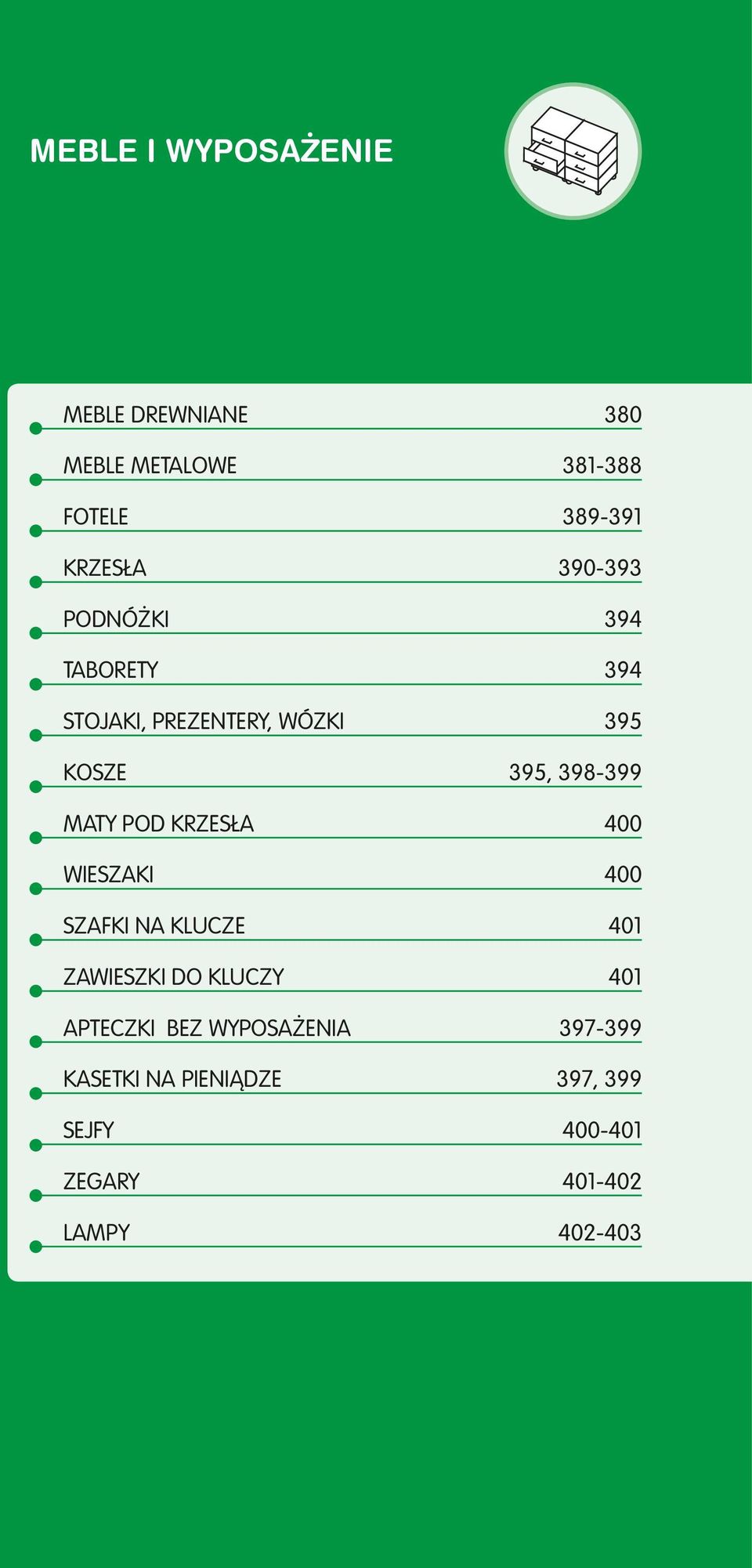 400 WIESZAKI 400 SZAFKI NA KLUCZE 401 ZAWIESZKI DO KLUCZY 401 APTECZKI BEZ