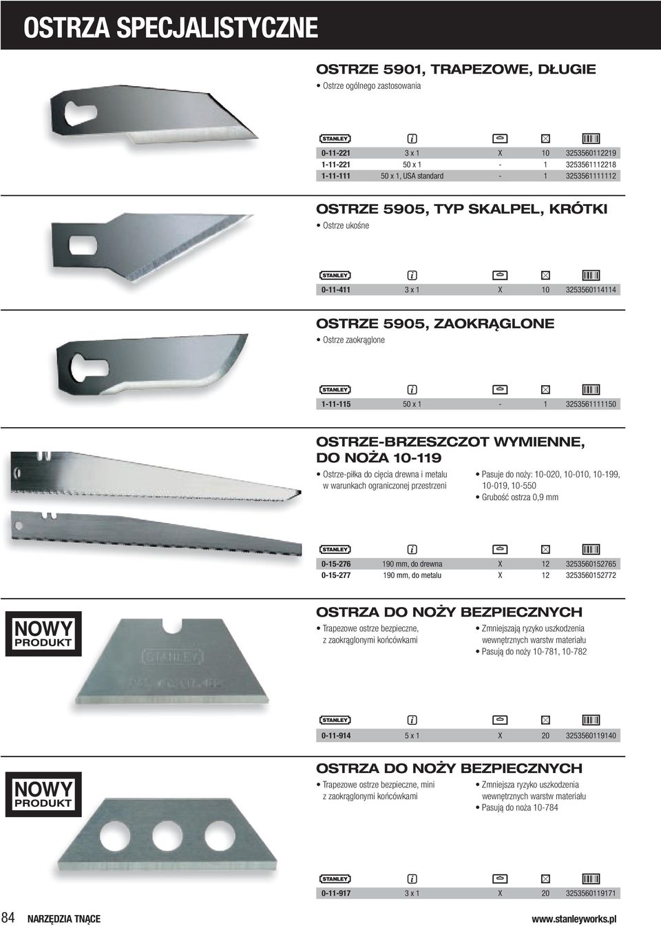 drewna i metalu w warunkach ograniczonej przestrzeni Pasuje do noży: 10-020, 10-010, 10-199, 10-019, 10-550 Grubość ostrza 0,9 mm 0-15-276 190 mm, do drewna X 12 25560152765 0-15-277 190 mm, do