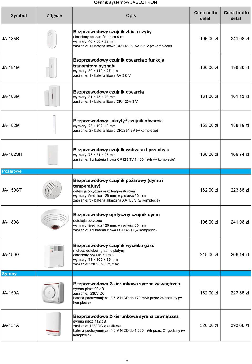 bateria litowa CR-123A 3 V 131,00 zł 161,13 zł JA-182M Bezprzewodowy ukryty czujnik otwarcia wymiary: 25 192 9 mm zasilanie: 2 bateria litowa CR2354 3V (w komplecie) 153,00 zł 188,19 zł JA-182SH