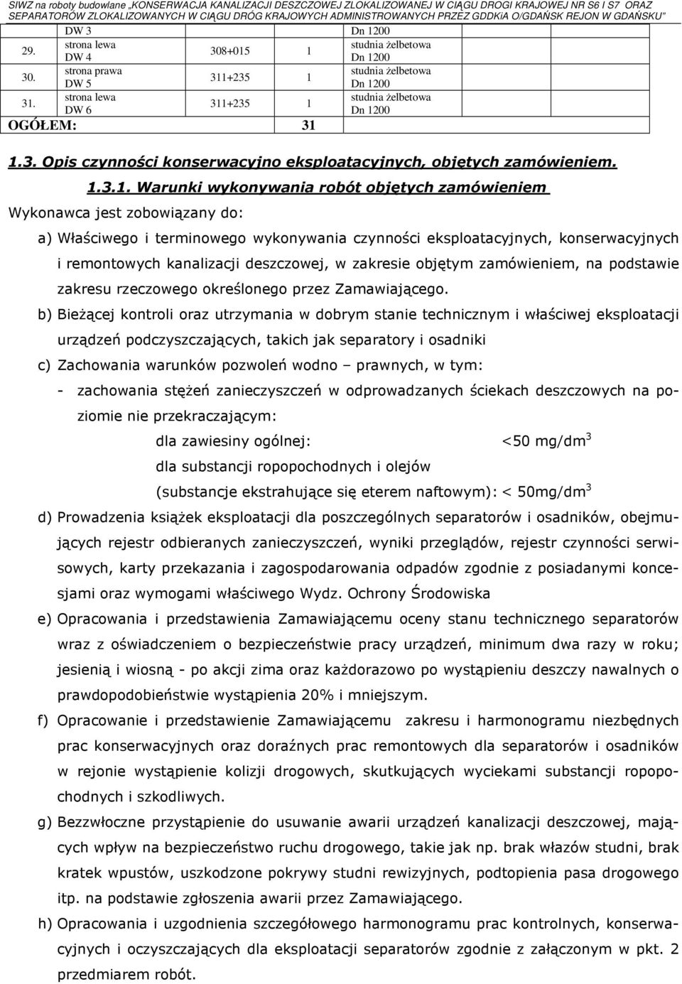 deszczowej, w zakresie objętym zamówieniem, na podstawie zakresu rzeczowego określonego przez Zamawiającego.