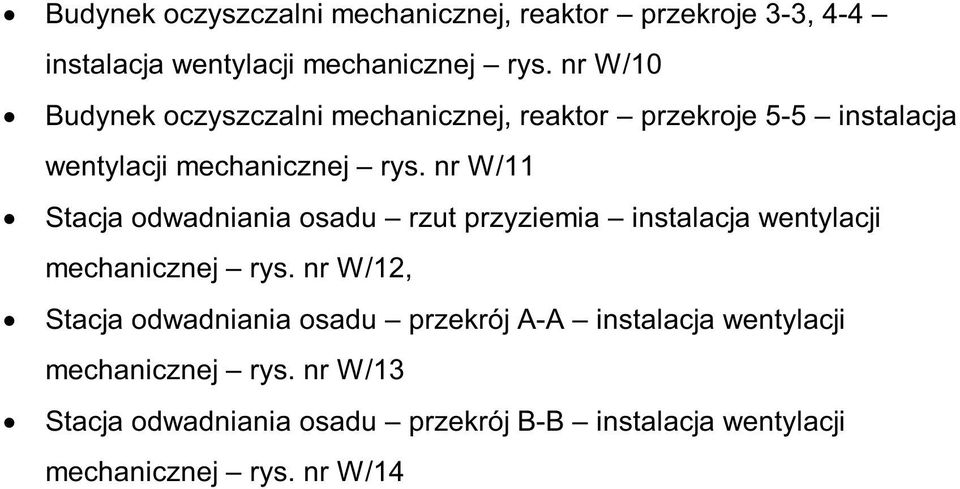 nr W/11 Stacja odwadniania osadu rzut przyziemia instalacja wentylacji mechanicznej rys.