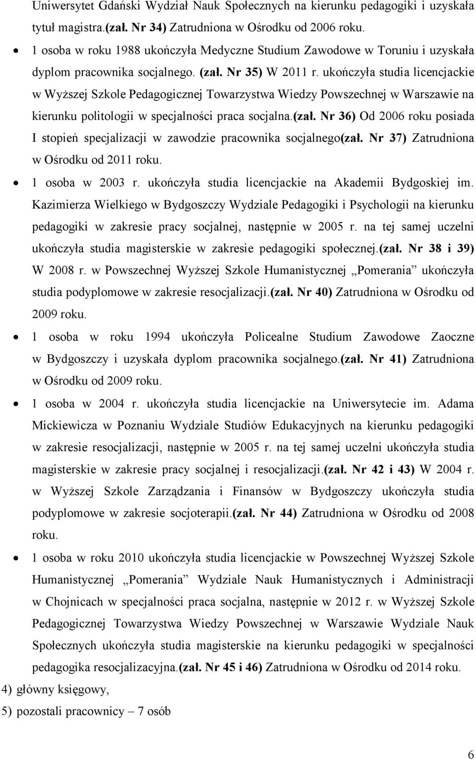 ukończyła studia licencjackie w Wyższej Szkole Pedagogicznej Towarzystwa Wiedzy Powszechnej w Warszawie na kierunku politologii w specjalności praca socjalna.(zał.