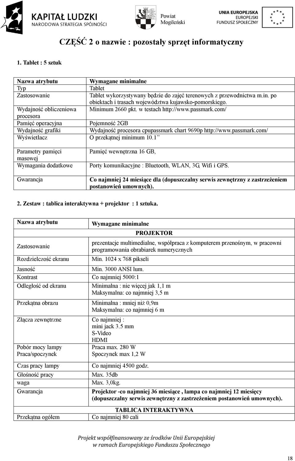 1 Parametry pamięci masowej Wymagania dodatkowe Pamięć wewnętrzna 16 GB, Porty komunikacyjne : Bluetooth, WLAN, 3G, Wifi i GPS.