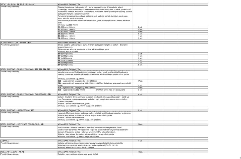 Stanowi stylistyczny komplet z szafami biurowymi Funkcjonalna regulowana podstawa: metalowe nogi.