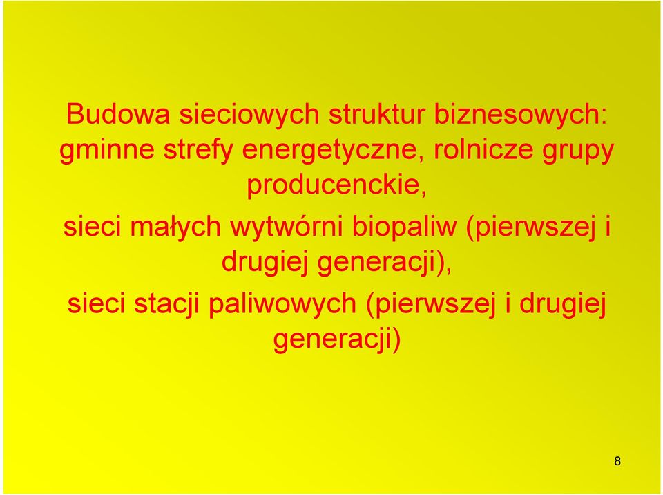 małych wytwórni biopaliw (pierwszej i drugiej