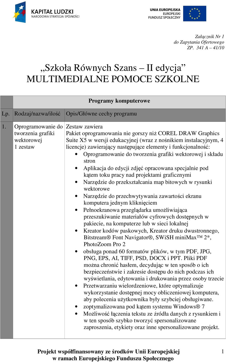 licencje) zawierający następujące elementy i funkcjonalność: Oprogramowanie do tworzenia grafiki wektorowej i składu stron Aplikacja do edycji zdjęć opracowana specjalnie pod kątem toku pracy nad