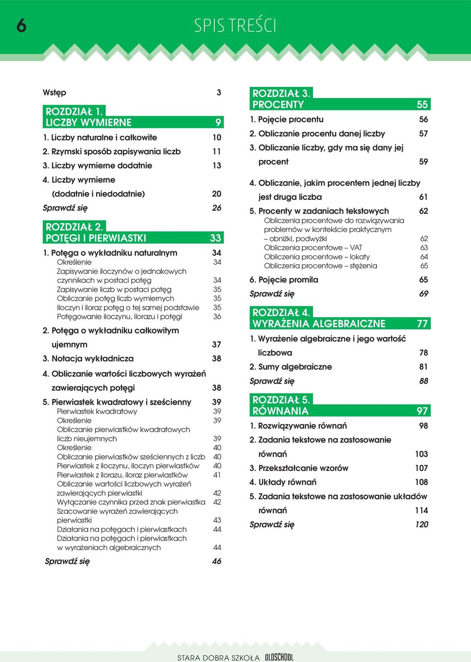 Potęga o wykładniku naturalnym 34 Określenie 34 Zapisywanie iloczynów o jednakowych czynnikach w postaci potęg 34 Zapisywanie liczb w postaci potęg 35 Obliczanie potęg liczb wymiernych 35 Iloczyn i