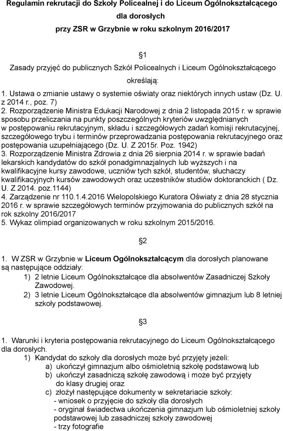 Rozporządzenie Ministra Edukacji Narodowej z dnia 2 listopada 2015 r.