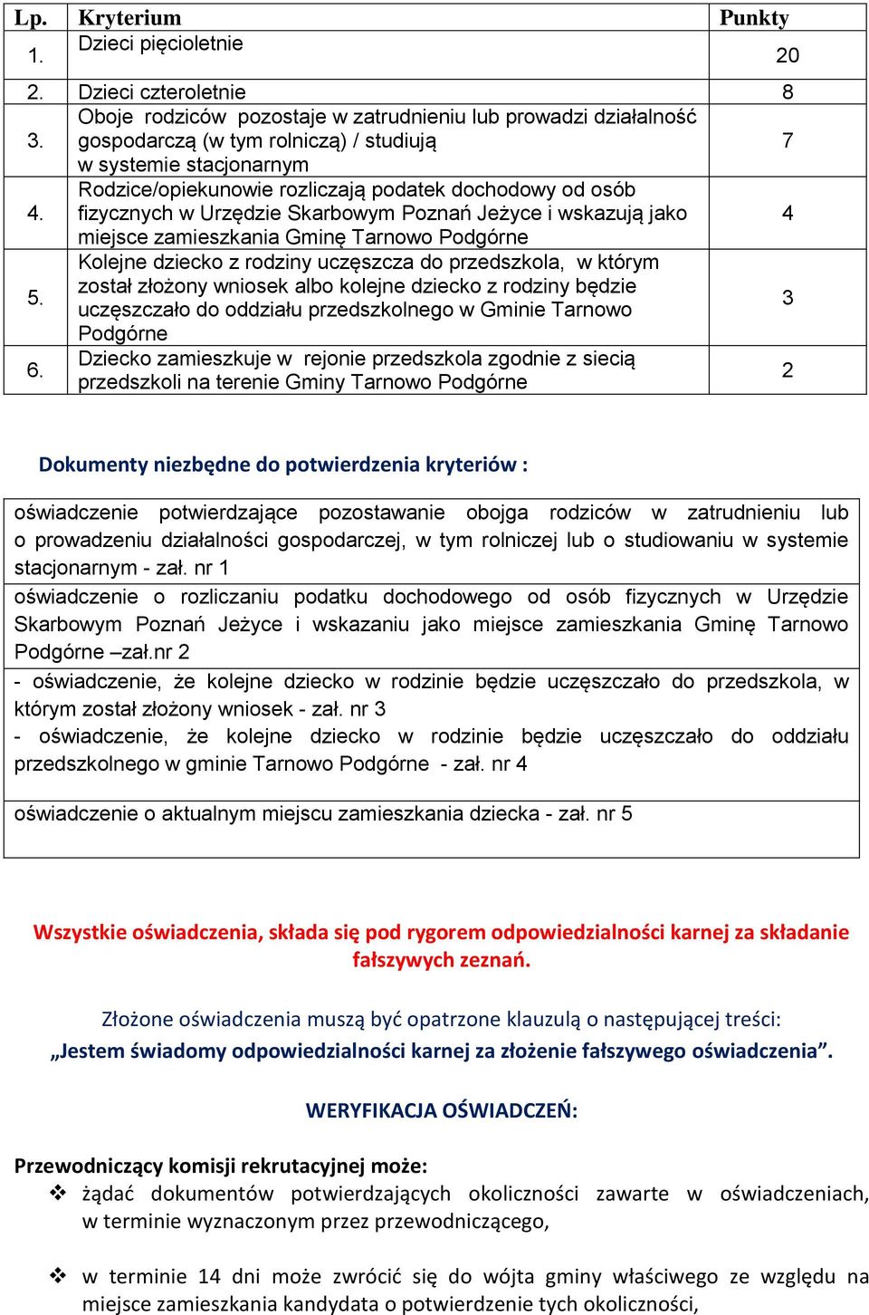 Rodzice/opiekunowie rozliczają podatek dochodowy od osób fizycznych w Urzędzie Skarbowym Poznań Jeżyce i wskazują jako 4 miejsce zamieszkania Gminę Tarnowo Podgórne 5.