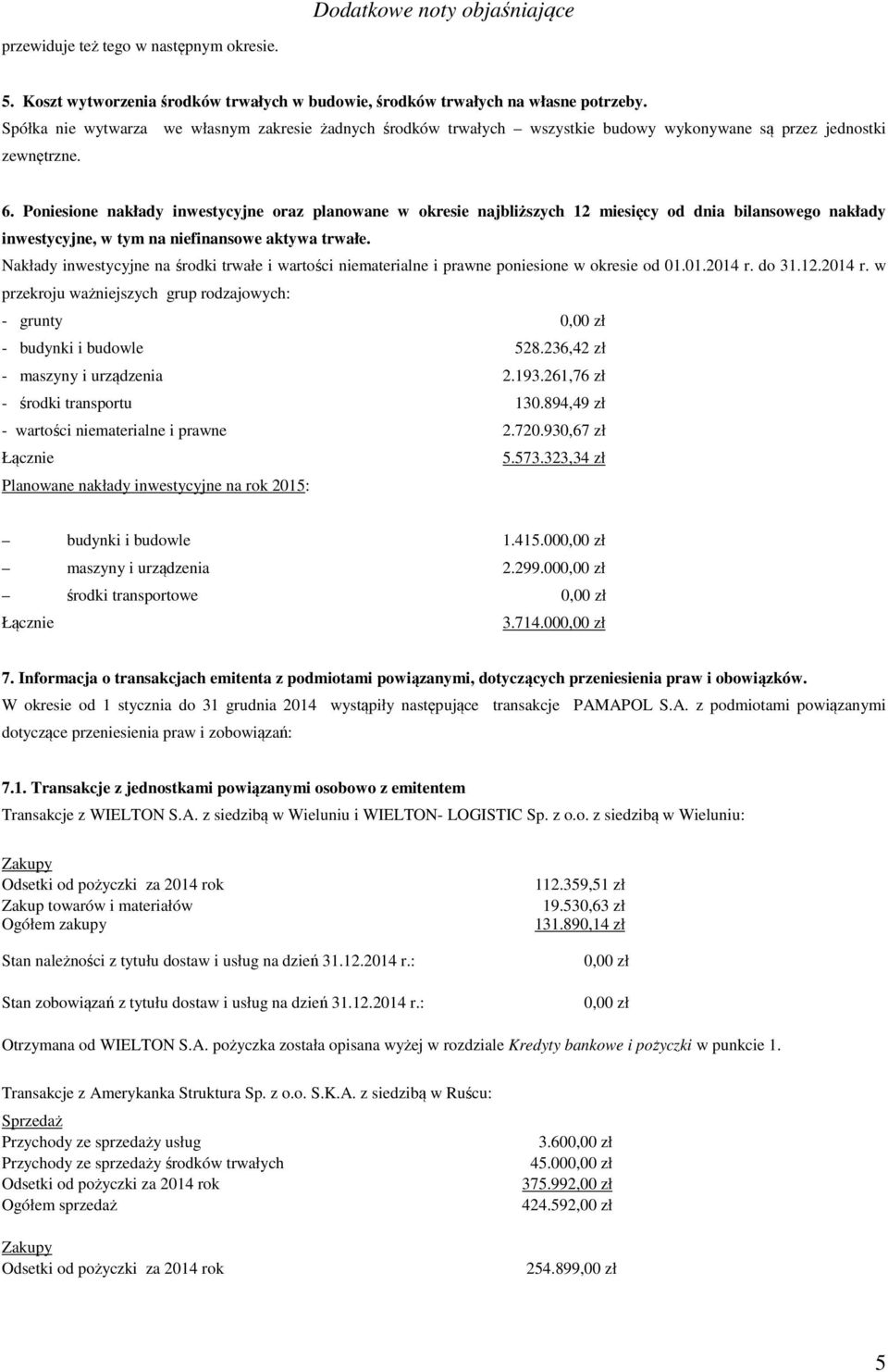 Poniesione nakłady inwestycyjne oraz planowane w okresie najbliższych 12 miesięcy od dnia bilansowego nakłady inwestycyjne, w tym na niefinansowe aktywa trwałe.